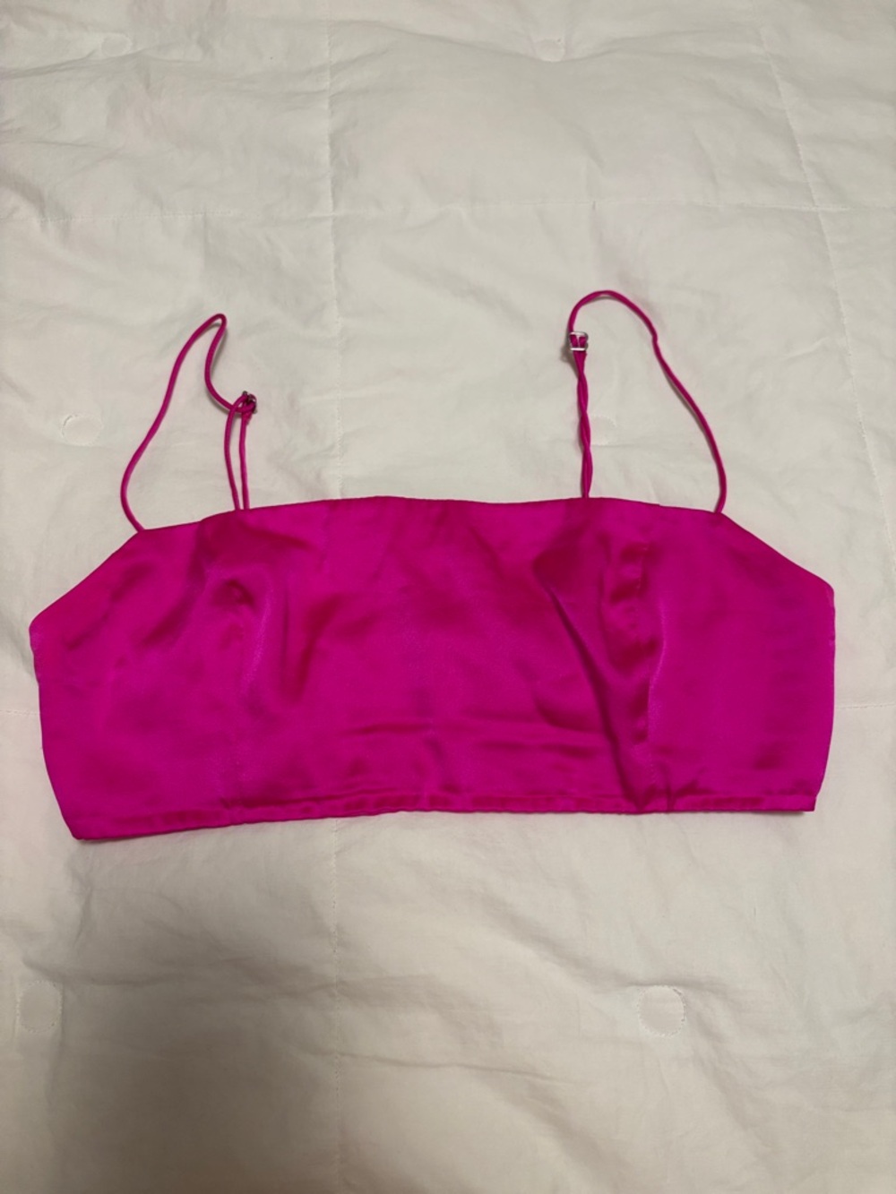 Retrofete Fuchsia Pink Satin Crop Tank Top